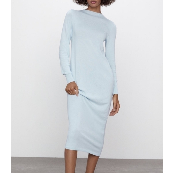 ZARA Back Vent Knitted Midi Dress - Picture 1 of 8